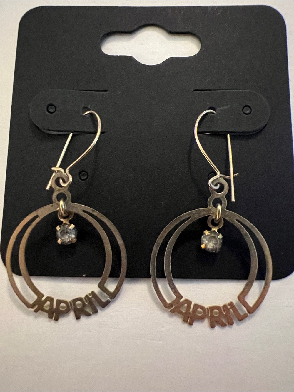 April Birthstone Hoop Drop Earrings - Gold Tone